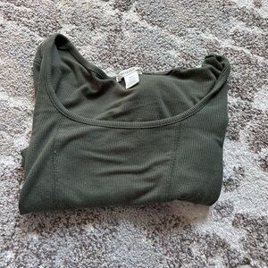 Olive Green Ribbed long sleeve  Top